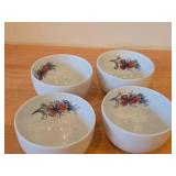 Lot of (4) 4-1/8" Porcelain Bowls by Villeroy & Boch / Floral Design (on inside)
