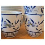 Porcelain Dinnerware - Dinner Plates, Bowls, Coffee Mugs 21-piece - Bluebird Butterfly by Porsgrund (Norway)