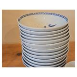 Porcelain Dinnerware - Dinner Plates, Bowls, Coffee Mugs 21-piece - Bluebird Butterfly by Porsgrund (Norway)