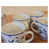 Lot of (4) Coffee Mugs - Bluebird by Porsgrund (Norway) with Serving Pitcher