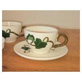 Hand Painted Set of (4) Tea Cups and (4) 6" Saucers - Poppy Trail California Ivy by Metlox