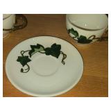 Hand Painted Set of (4) Tea Cups and (4) 6" Saucers - Poppy Trail California Ivy by Metlox