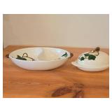 Covered Butter Dish and Divided Vegetable Dish - Poppy Trail California Ivy by Metlox