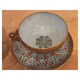 Japanese Thousand Faces Porcelain Set of (3) Tea Cups and (6) Saucers