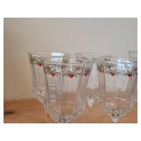 Lot of (5) Multi-Sided Glassware Stem Goblet - Heart & Pine by Porsgrund (Norway)