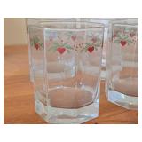 Lot of (8) Multi-Sided Glassware Tumblers - Heart & Pine by Porsgrund (Norway) with Pitcher