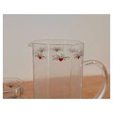 Lot of (8) Multi-Sided Glassware Tumblers - Heart & Pine by Porsgrund (Norway) with Pitcher
