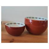 Lot of (2) Serving Bowls - Heart & Pine by Porsgrund (Norway) (red)