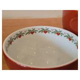Lot of (2) Serving Bowls - Heart & Pine by Porsgrund (Norway) (red)