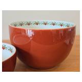 Lot of (2) Serving Bowls - Heart & Pine by Porsgrund (Norway) (red)