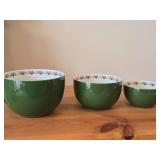 Lot of (3) Serving Bowls - Heart & Pine by Porsgrund (Norway) (green)