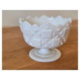 Vintage Milk Glass Dish by Westmoreland / Old Quilt pattern
