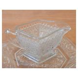 Indiana Glass Clear Glass Creamer, Plate, Pedestal Compote Bowl / Tiara Sandwich pattern