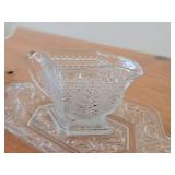 Indiana Glass Clear Glass Creamer, Plate, Pedestal Compote Bowl / Tiara Sandwich pattern