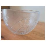 Vintage Embossed Clear Glass Bowl by Goran Warff for Kosta Boda (1970