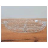Vintage Glass Footed 3-Part Divided Relish Dish by Fostoria Glass (1940