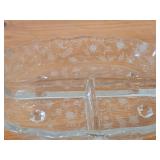Vintage Glass Footed 3-Part Divided Relish Dish by Fostoria Glass (1940