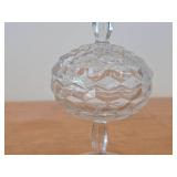 Vintage Fostoria American Clear Glass Covered Pedestal Candy Dish / Compote