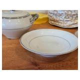 Fine China Wedding Band Dishware Set by Celebrity (Hawaii) - Creamer, Salt and Pepper Shakers, Tea Cups (x8),  Saucers (x7), Sugar Bowl with Lid, Fruit Bowls (x6)