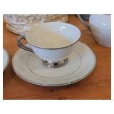 Fine China Wedding Band Dishware Set by Celebrity (Hawaii) - Creamer, Salt and Pepper Shakers, Tea Cups (x8),  Saucers (x7), Sugar Bowl with Lid, Fruit Bowls (x6)