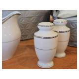 Fine China Wedding Band Dishware Set by Celebrity (Hawaii) - Creamer, Salt and Pepper Shakers, Tea Cups (x8),  Saucers (x7), Sugar Bowl with Lid, Fruit Bowls (x6)