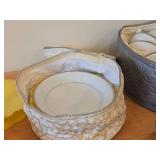 Fine China Wedding Band Dishware Set by Celebrity (Hawaii) - Creamer, Salt and Pepper Shakers, Tea Cups (x8),  Saucers (x7), Sugar Bowl with Lid, Fruit Bowls (x6)