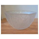 Furu Crystal Glass Serving Bowl by Hadeland (Norway) / Textured Pine pattern