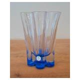 Vintage Handpainted Art Glass Table Vase by Sea Glasbruk (Kosta Sweden) (blue)