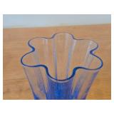 Vintage Handpainted Art Glass Table Vase by Sea Glasbruk (Kosta Sweden) (blue)