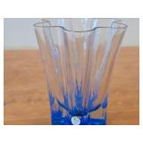 Vintage Handpainted Art Glass Table Vase by Sea Glasbruk (Kosta Sweden) (blue)