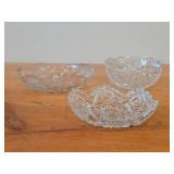 Lot of (3) Vintage 1876-1914 American Brilliant Period Hand-Blown / Hand-Cut Crystal Glass Bowls