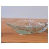 Translucent Green Glass Serving Bowl / Dish (oyster shell)