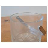 Vintage Etched Crystal Ice Bucket with Chrome Metal Swing Handle by Porta Italian