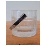 Vintage Etched Crystal Ice Bucket with Chrome Metal Swing Handle