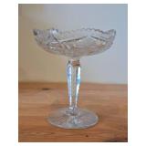 Vintage American Brilliant Period Hand-Blown / Hand-Cut Crystal Glass Pedestal Compote