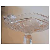 Vintage American Brilliant Period Hand-Blown / Hand-Cut Crystal Glass Pedestal Compote