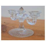 Vintage Crystal Glass Candleholder | Double Stick | Flat Foot Taper by Fostoric Glass / Midnight Rose with Etching on base pattern