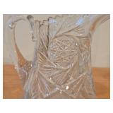 Vintage 1886-1916 American Brilliant Period Hand-Blown / Hand-Cut Crystal Glass Pitcher