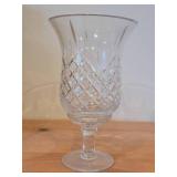 Vintage Crystal Glass Candleholder 2-piece / Hurricane with Intricate Diamond Cuts along sides pattern