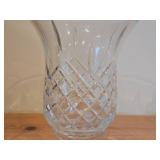 Vintage Crystal Glass Candleholder 2-piece / Hurricane with Intricate Diamond Cuts along sides pattern