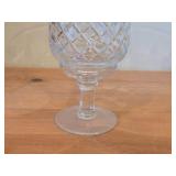 Vintage Crystal Glass Candleholder 2-piece / Hurricane with Intricate Diamond Cuts along sides pattern
