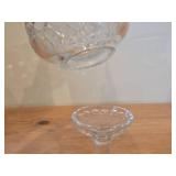 Vintage Crystal Glass Candleholder 2-piece / Hurricane with Intricate Diamond Cuts along sides pattern