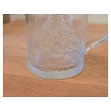 Vintage Areoroc Clear Glass Holiday Mug / 3D Embossed Christmas Tree and Holly pattern