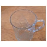 Vintage Areoroc Clear Glass Holiday Mug / 3D Embossed Christmas Tree and Holly pattern
