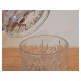 Vintage Bohemian Czech Republic 24% Cut Lead Crystal Biscuit Barrel Jar with Lid