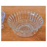 Vintage Footed Oval Etched Cut Glass Crystal Candy Dish, Indiana Glass Diamond 3-Toed Crystal Bowl, Pressed Glass Fruit/Dessert Bowl