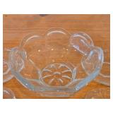 Fostoria Cleared Pressed Glass Scalloped Edge Bowl and (5) Matching Fruit / Nut / Side Plates