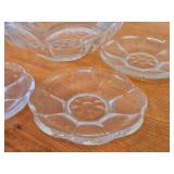 Fostoria Cleared Pressed Glass Scalloped Edge Bowl and (5) Matching Fruit / Nut / Side Plates