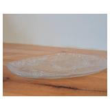 Vintage Crystal Glass Oval Serving Platter by Hadeland Glasswerk (Norway) / Textured Furu pattern