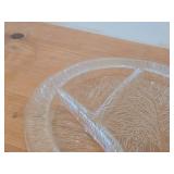 Vintage 13" Crystal Glass Round Divided Serving Platter by Severin Brovby for Hadeland Glasswerk (Norway) / Furu pattern